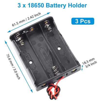 3pcs 18650 Battery Holder Box 1 Slot 3.7V Battery Storage Case 1/2/3/4 Cell Plastic Container with Connect Black Red Wires -…