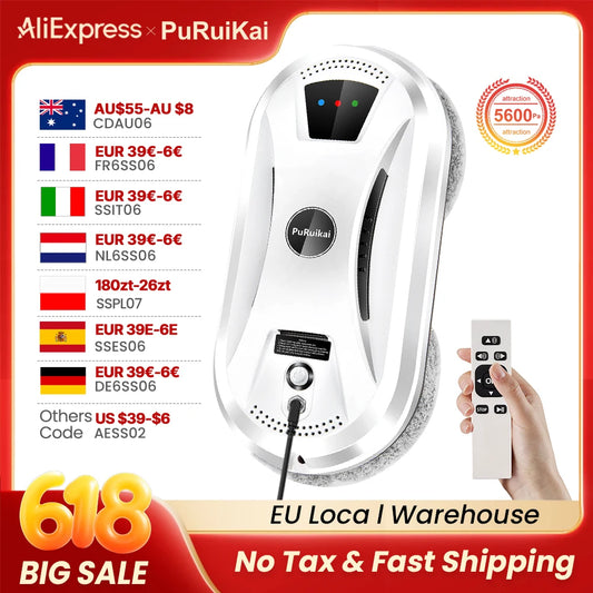 PuRuiKai Ultra Thin Robot Vacuum Cleaner Window Cleaning Robot Window Electric Glass Limpiacristales Remote Control For Home