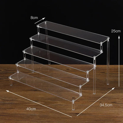 1-5 Tier Acrylic Display Stand Clear Display Riser Rack for Cupcake Perfume Doll Décor Organizer Amiibo Funko POP Figures DC…