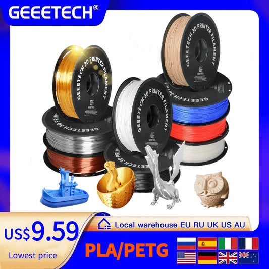 Geeetech 3d Printer Filament PLA PETG Plastic 1kg 1.75mm,Tangle-Free, 3d Printing Wire Materials, Black, White, Vacuum Packa…