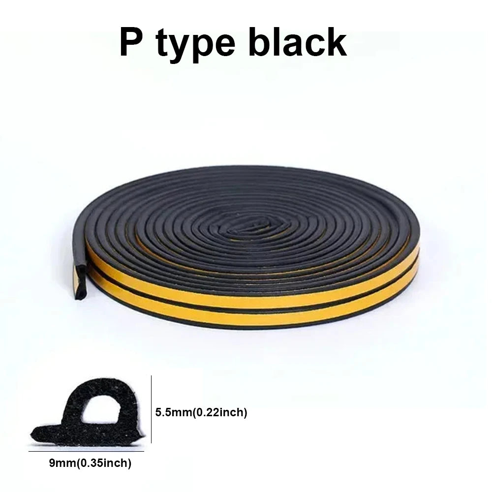 5m/10m Door Seal Strip Diep Self-adhesive Draft Stopper Tape Window Weather Stripping Insulation Noise Rubber Sealing Strip…