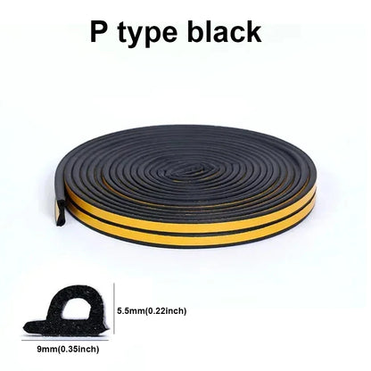 5m/10m Door Seal Strip Diep Self-adhesive Draft Stopper Tape Window Weather Stripping Insulation Noise Rubber Sealing Strip…