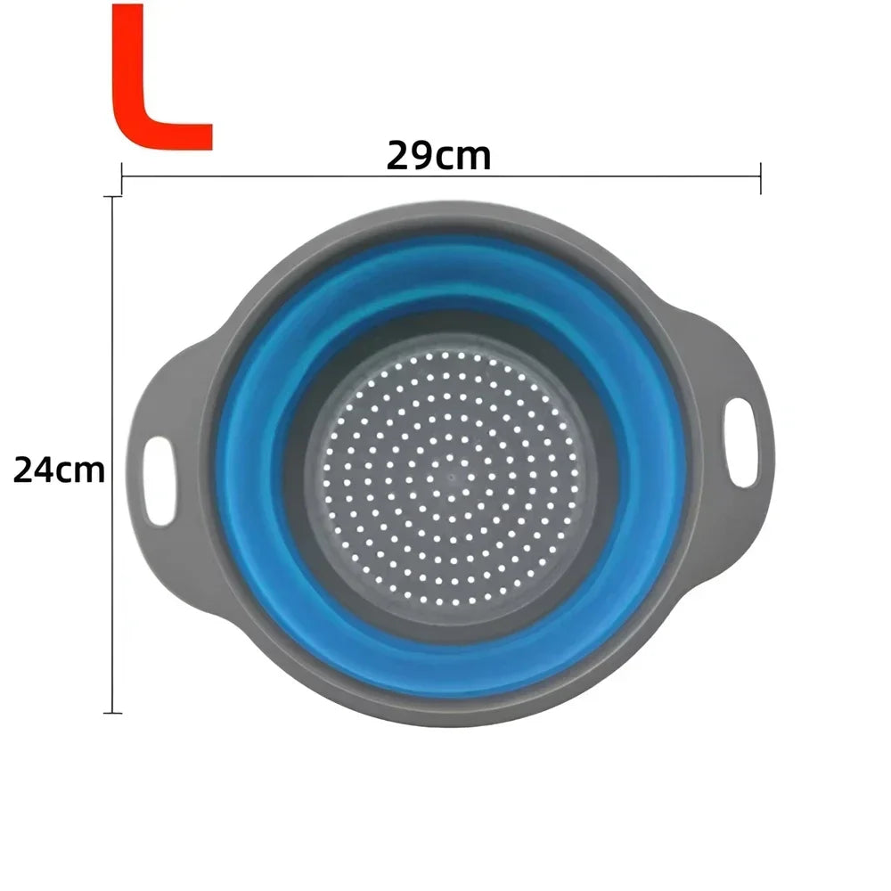 2PCS Silicone Folding Drainer Basket Fruit Vegetable Foldable Colander Kitchen Strainer for Food Pasta Kitchenware Drain Dev…