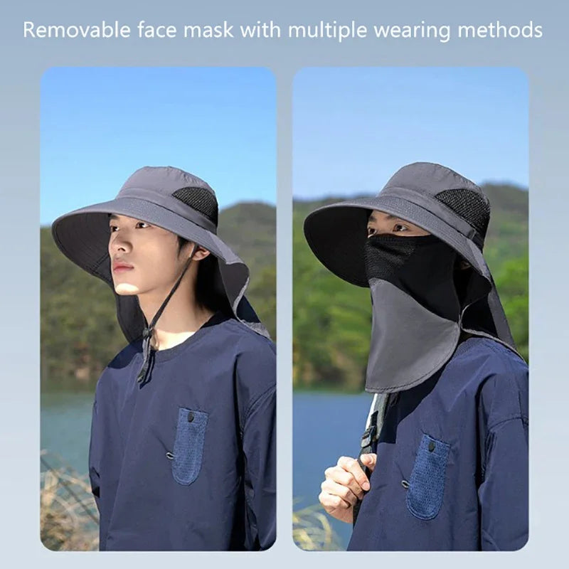 Summer Sun Hats UV Protection Outdoor Hunting Fishing Cap For Men Women Hiking Camping Visor Bucket Hat Neck Flap Fisherman…