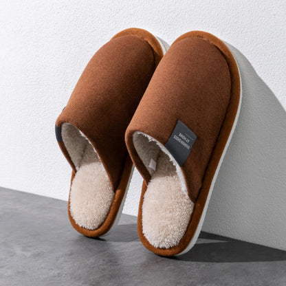 Household Indoor Men's Slippers Autumn and Winter Home Floor for Guests Lightweight Quiet Non-slip Suede Fabric Couple's Sho…