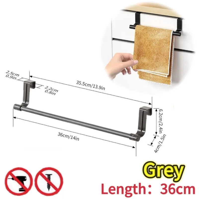 1/2pcs Wall-Mounted Kitchen Cabinet Towel Rack - Space-Saving Dishcloth Holder for Home and Bathroom No Drilling Require - i…