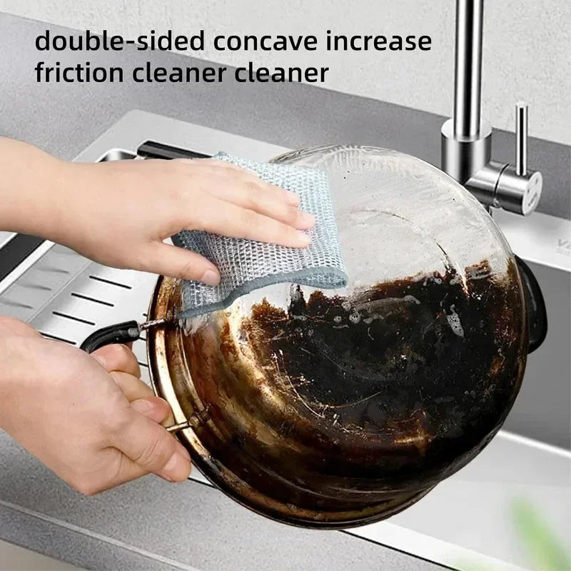 1-20PCS Magic Cleaning Cloth Thickened Double -sided Metal Steel Wire Rags Kitchen Dish Pot Washdishing Cloths Towel Clean T…