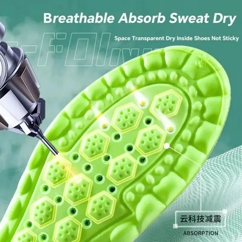 1Pair 4D Cloud Sport Insoles for Shoes PU Air Cushion Sole Soft Shock Absorption Deodorant Breathable Running Orthopedic Ins…