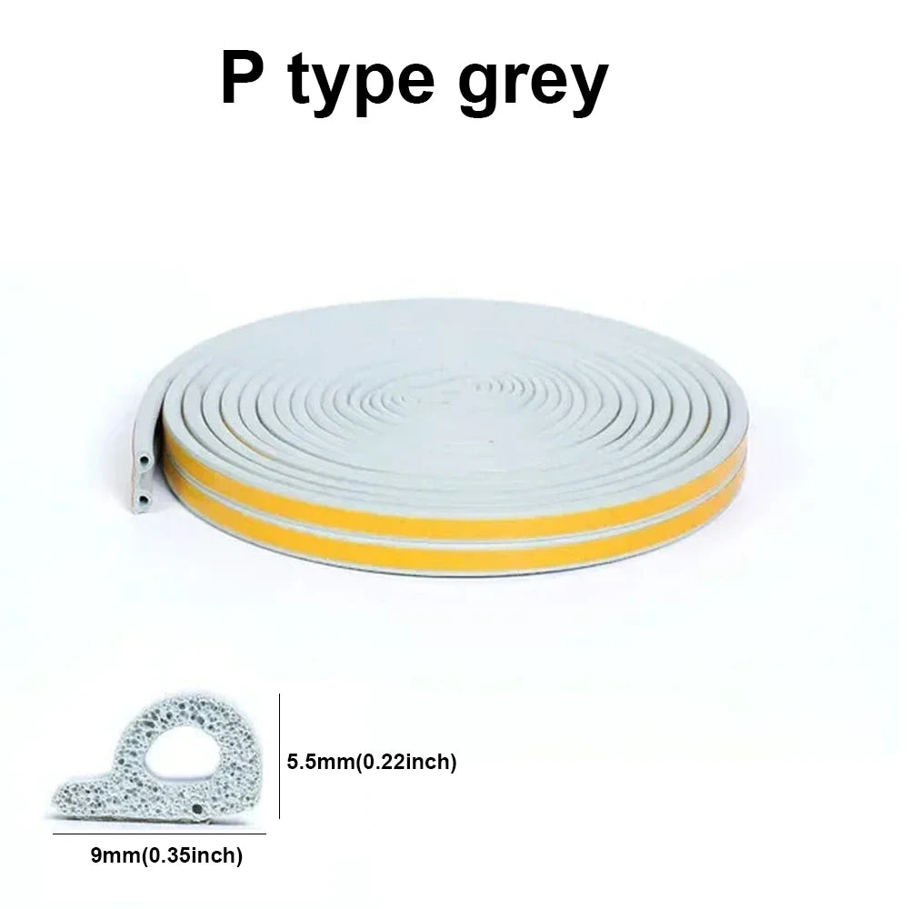 5m/10m Door Seal Strip Diep Self-adhesive Draft Stopper Tape Window Weather Stripping Insulation Noise Rubber Sealing Strip…