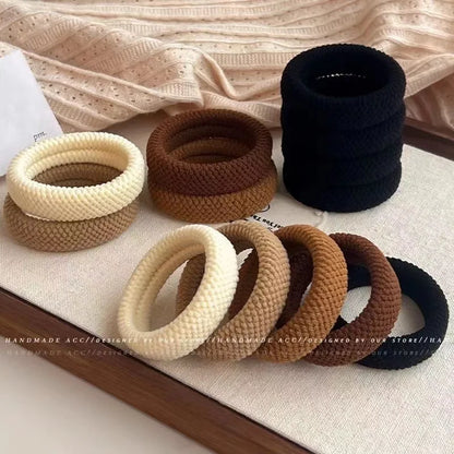 5/10 Mix Color High Elasticity Thickened Versatile Simple Scrunchies, Hair-Friendly (Random Color) Hair Ties Hair Rope - ima…