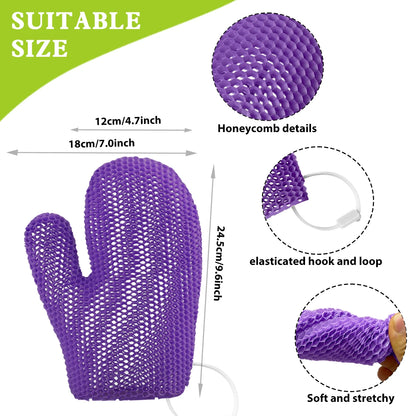 Exfoliating shower glove with colorful honeycomb weave and TPU high elasticity antibacterial material - gentle, safe and dur…