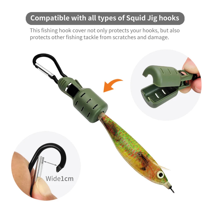 9PCS Squid Jig Protector Webfoot Octopus Egi Hook Cover Cuttlefish Umbrella Lure Cap Wood Shrimp Bait Accessories with Carab…