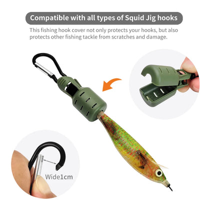 9PCS Squid Jig Protector Webfoot Octopus Egi Hook Cover Cuttlefish Umbrella Lure Cap Wood Shrimp Bait Accessories with Carab…