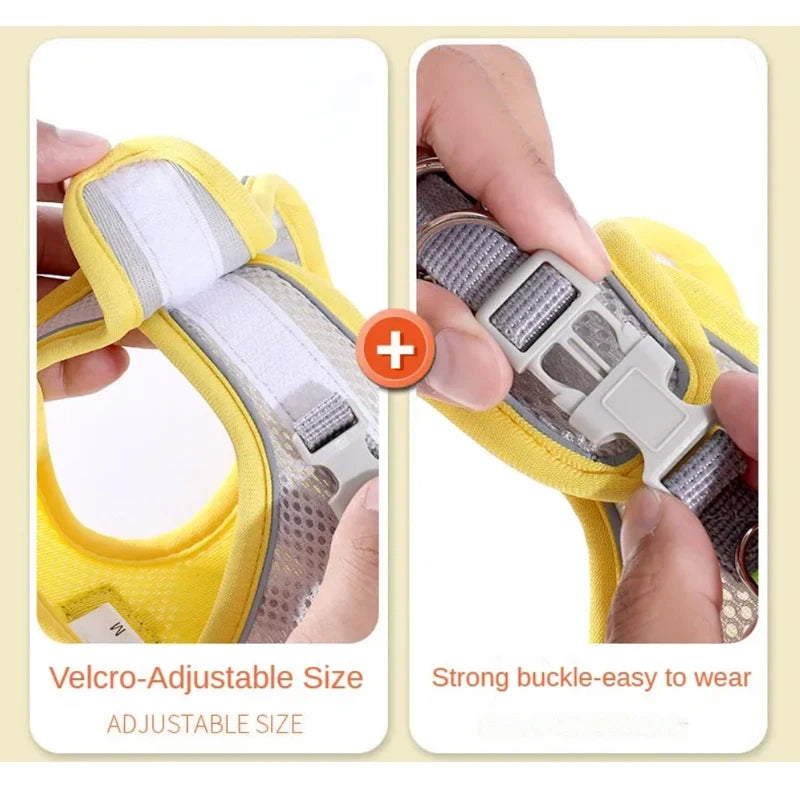 Cat Dog Harness Vest Chest Rope Set Reflective Breathable Adjustable Pet Harness for Small Medium Dogs Outdoor Walking - ima…