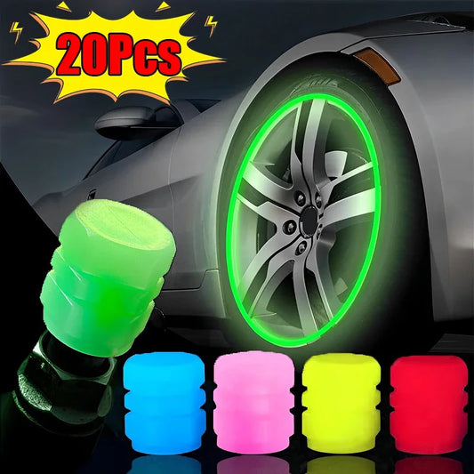 Luminous Valve Caps Fluorescent Night Car Tire Valve Caps Motorcycle Bike Glowing Decor Wheel Nozzles Tyre Cap Car Accessori…