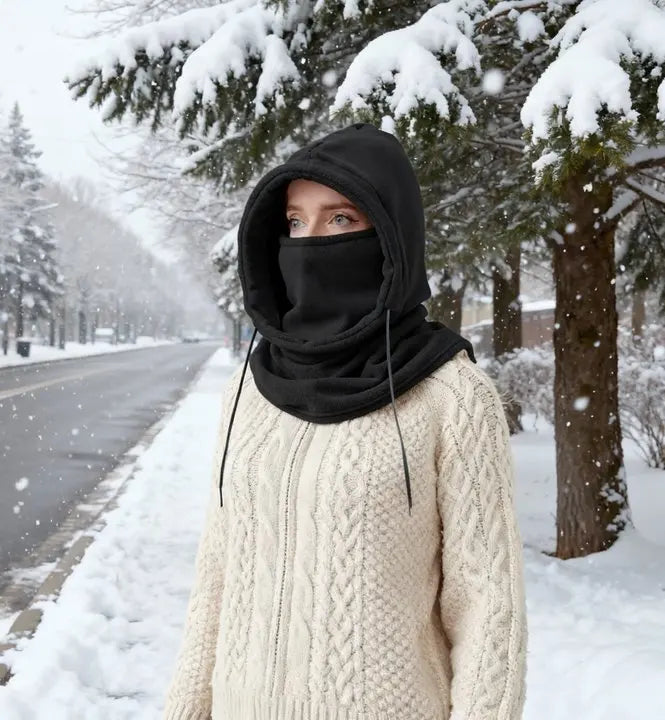 Unisex Winter Balaclava Knit Hood - Windproof Mask with Drawstring, Motorcycle Riding Headgea Warm Knitted Cap Cold Weather…