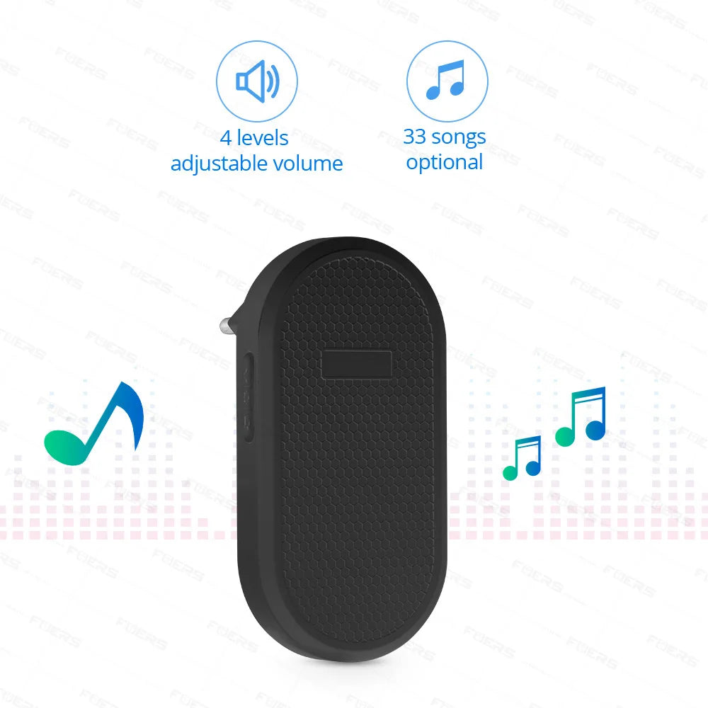 Fuers Wireless Doorbell Waterproof Button Welcome Chime Home Door Bell Intelligent 32 Songs Smart Melodies Alarm With Batter…