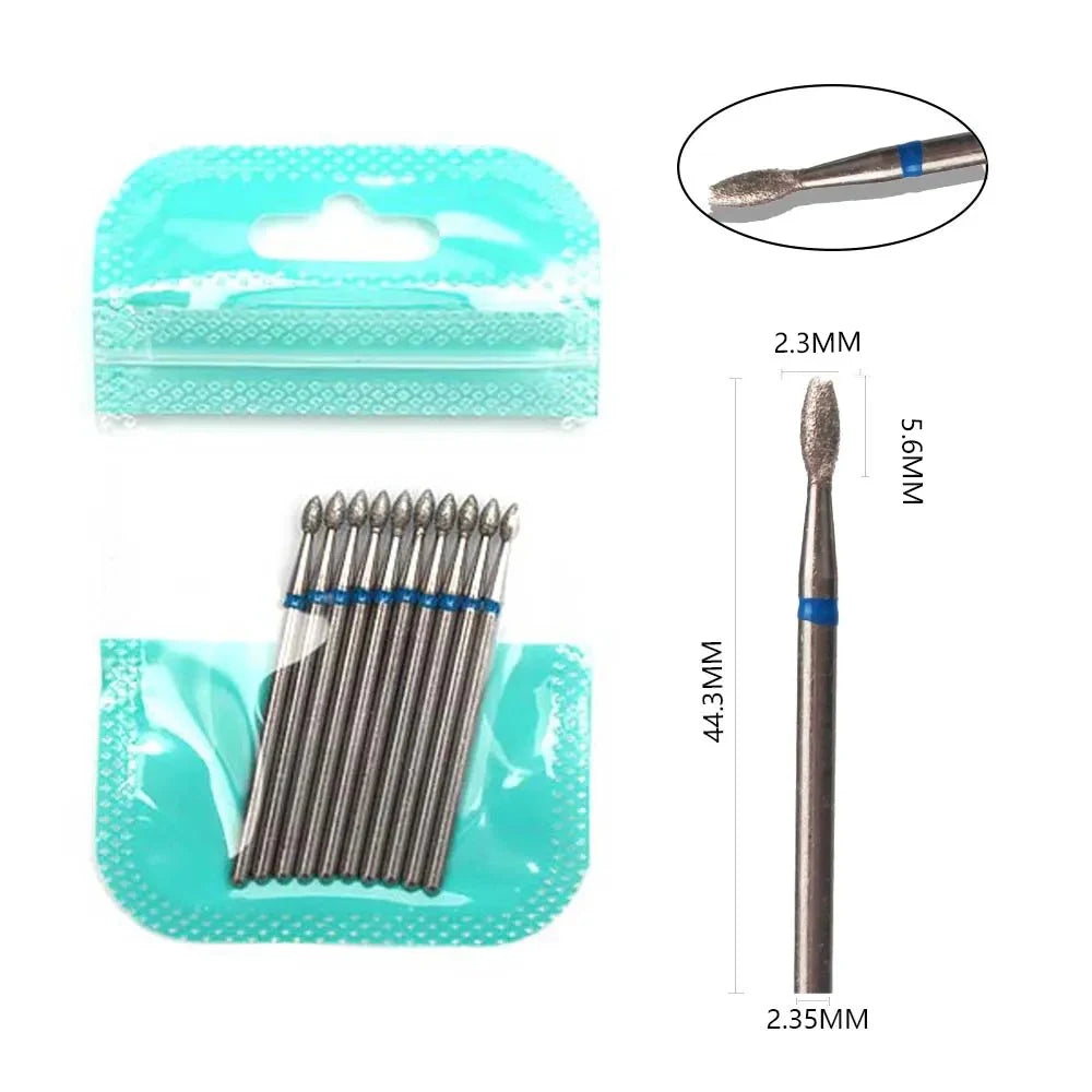 10pcs Diamond Milling Cutter Nail Drill Bits Set For Manicure Accessory Pedicure Eletric Machine Nail Bit Brush Burr Tools -…