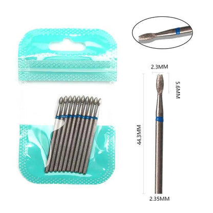 10pcs Diamond Milling Cutter Nail Drill Bits Set For Manicure Accessory Pedicure Eletric Machine Nail Bit Brush Burr Tools -…