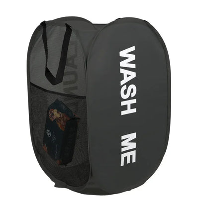 Portable Mesh Pop Up Laundry Hamper Wide Opening Breathable Collapsible Space-Saving Laundry Basket Dorm Travel Bathroom Ite…