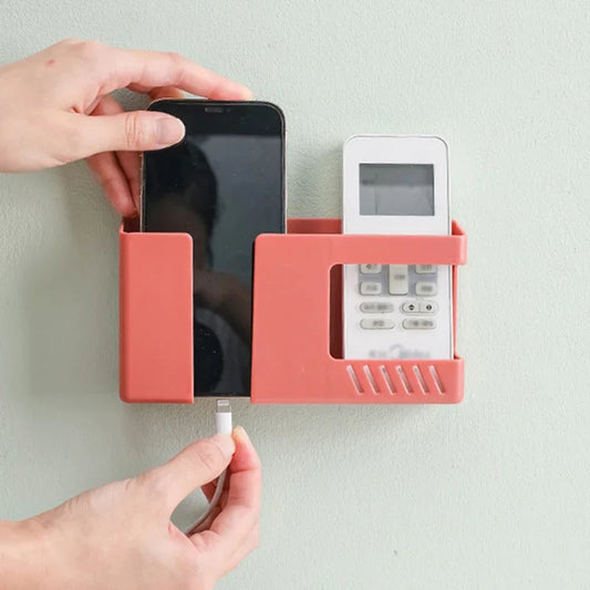 1PC Wall-Mounted Non-Punching Remote Control Storage Box Rack TV Air Conditioning Mobile Phone Charging Rac - image 2
