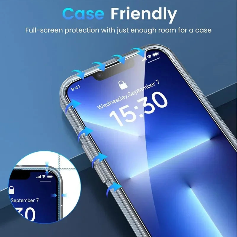 5Pcs Tempered Glass For iPhone 15 13 11 12 14 Pro Max Mini Screen Protector For IPhone 16 17 8 Plus X XR XS MAX Protective G…