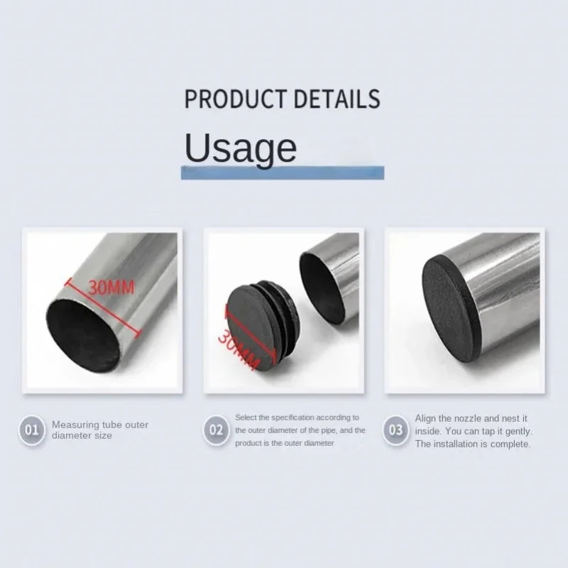 8 PCS Black Round Plastic Blanking End Cap Tube Pipe Inserts Plug Bung Insert Stopper For Chair Leg Pipe tapon tubo - image 4
