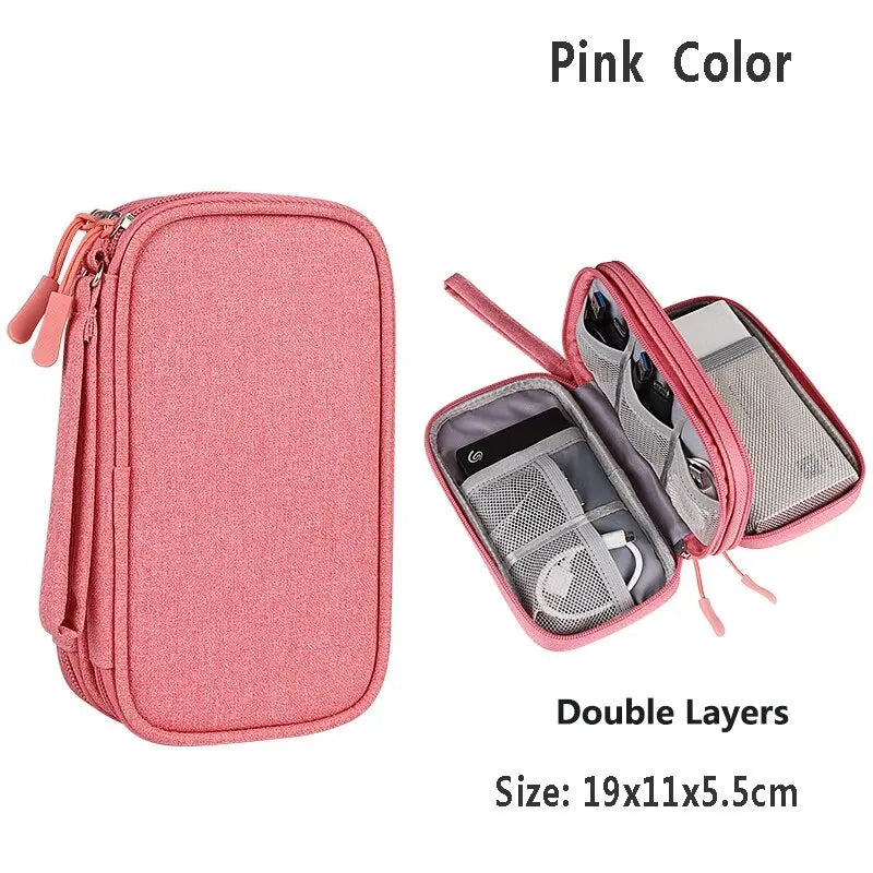 Data Cable Storage Bag Waterproof Portable Carry Case Storage Bag Travel Organizer Bag for Cable Cord USB Charger - image 12