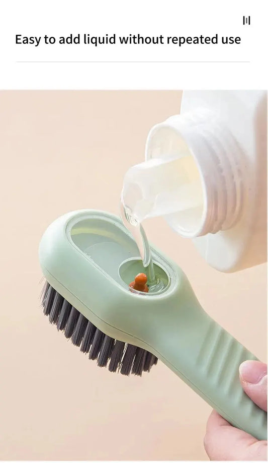 Multi Functional Liquid Added Shoe Brush Household Press Out Liquid For Washing Shoes Shoe Brush Tool Press Type Soft Fur Cl…