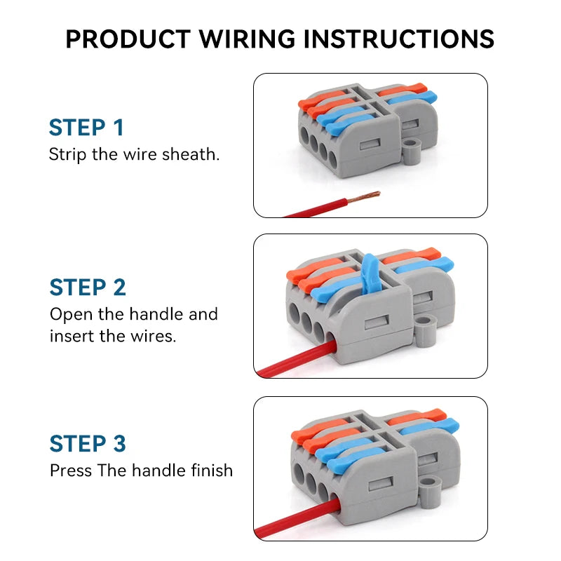10/30/50 PCS Mini Fast Wiring Cable Connectors Universal Compact Splitter Electrical Conductors Push-in Home Terminal Block…