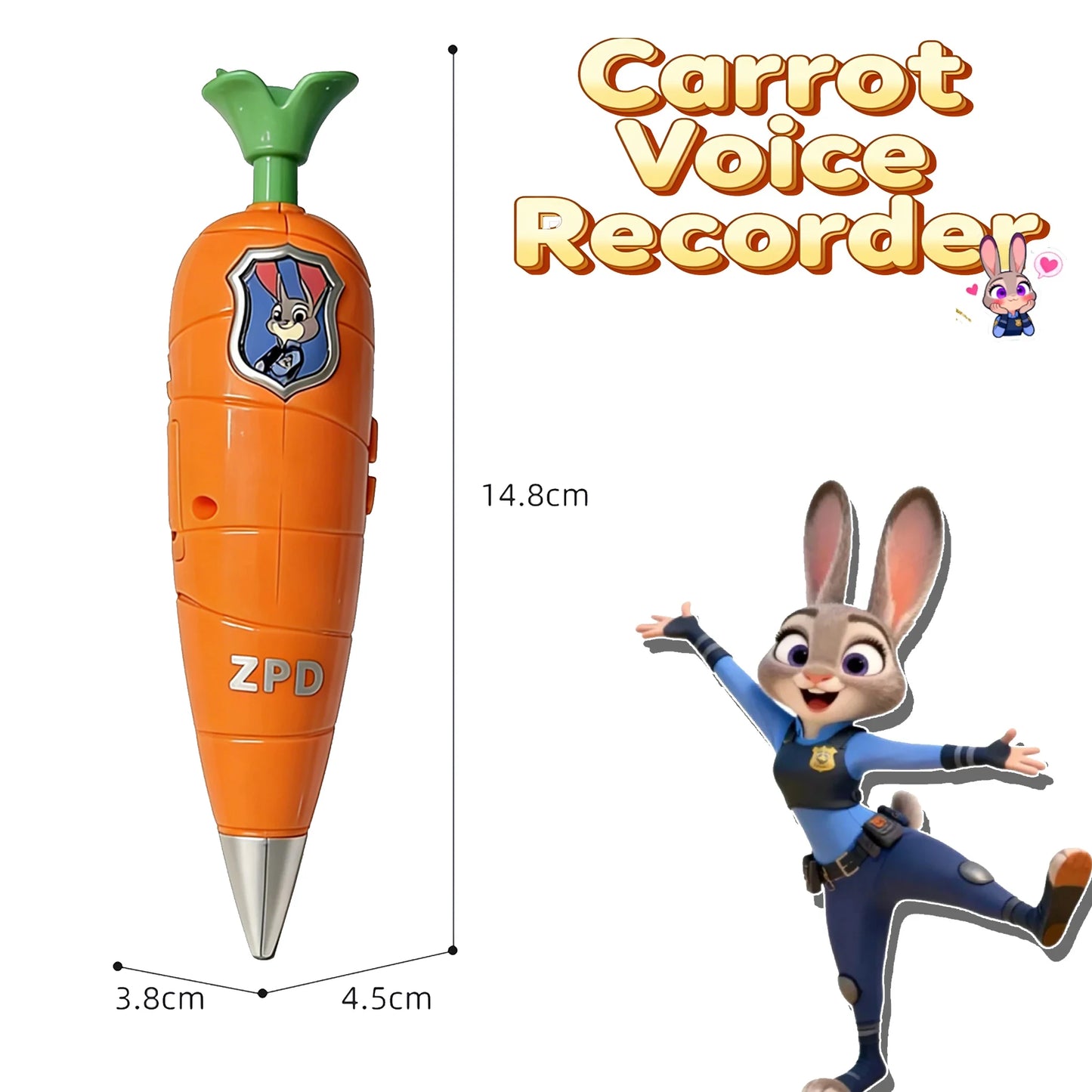 Zootopia 2 Lanyard Carrot Recording Pen | Gary Snake Venom Serum Pen | Bracket 60 Second Recording 2-in-1 Neutral Pen Statio…