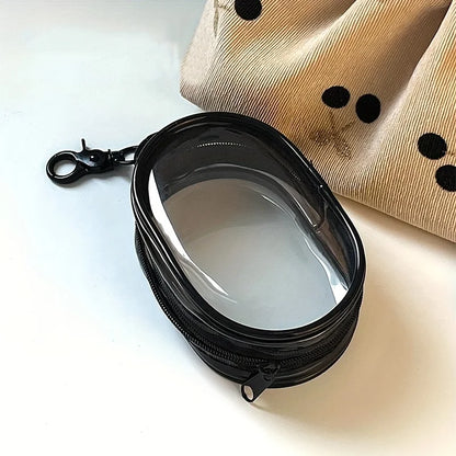 Portable Mini Clear Zipper Storage Bag - Space-Saving Organizer for Earphones & Chargers, Versatile with Handy Keychain Loop…