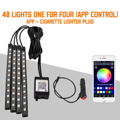 Neon 36 48 72 LED Car Interior Ambient Foot Light Wireless Remote Music APP Control Auto RGB Atmosphere Decorative Lamp - im…