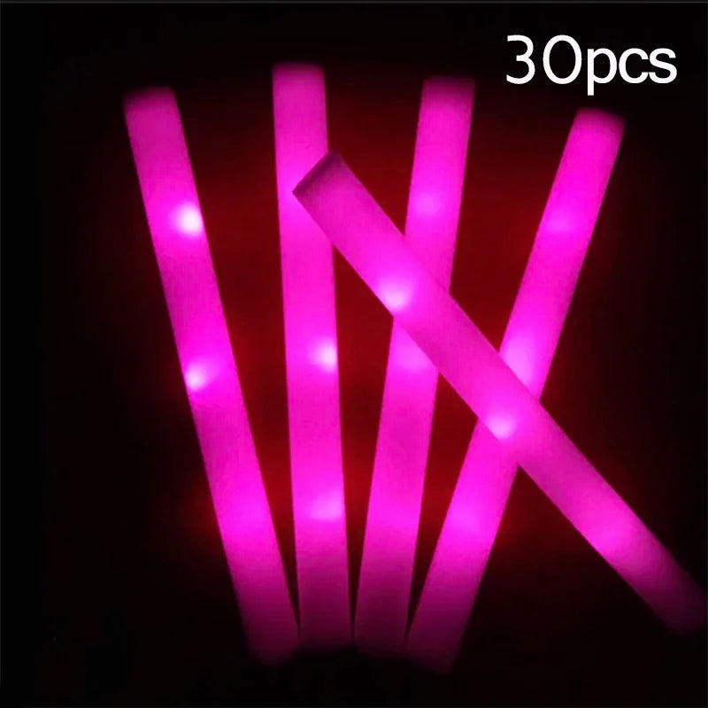 15/30Pcs LED Glow Sticks Bulk Colorful RGB Glow Foam Stick Cheer Tube Dark Light for Xmas Birthday Wedding Party Supplies -…