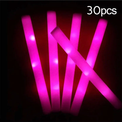 15/30Pcs LED Glow Sticks Bulk Colorful RGB Glow Foam Stick Cheer Tube Dark Light for Xmas Birthday Wedding Party Supplies -…