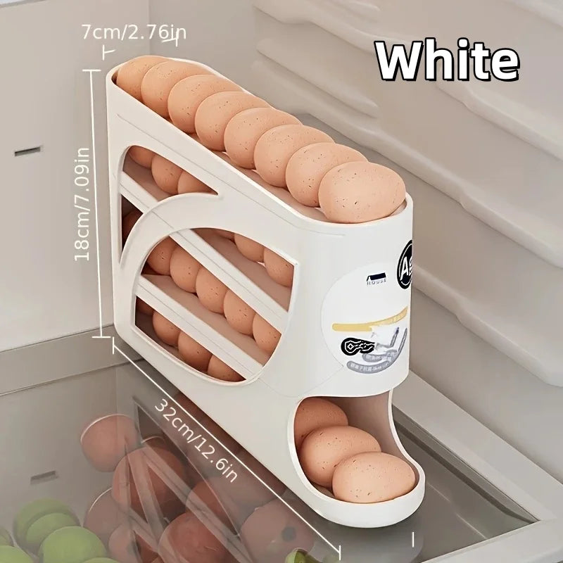 3-Tier Rolling Egg Storage Container for Refrigerator Holds 24 Eggs Organizer Rack Large Capacity Kitchen & Fridge Storage B…