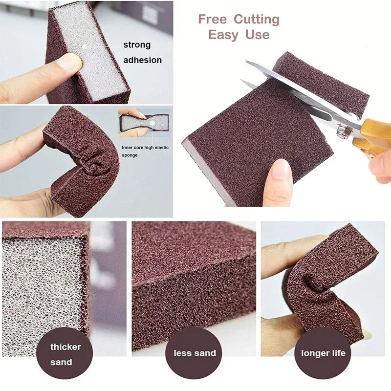 1/10Pcs Rust Remove Sponge Carborundum Eraser Household Cleaning Brush Descaling Scouring Sponges Rub Cooktop Pot Kitchen To…