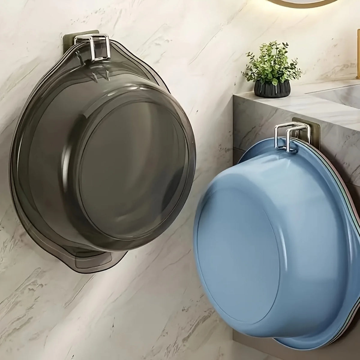 1/2/4/6Pcs Stainless Steel Washbasin Hook Multifunction Punch-free Kitchen Bathroom Rack Basin Storage Rack Towel Hanging Ho…