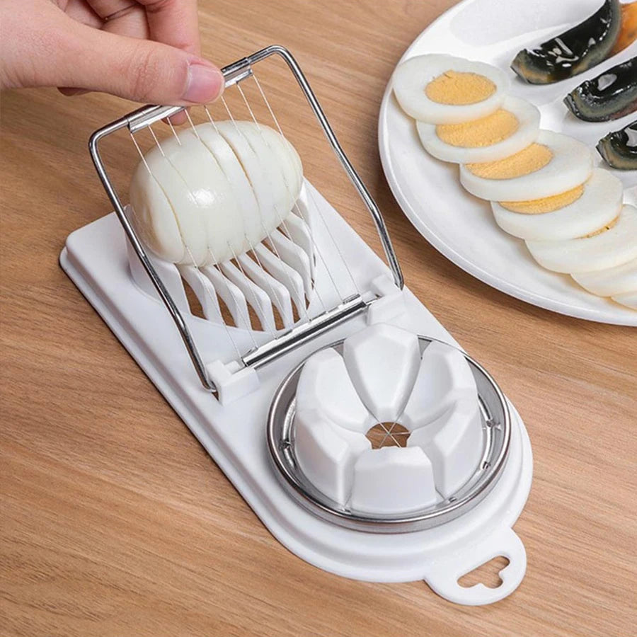 Multifunctional PP Base egg cutter 2-in-1 stainless steel wire pull egg cutter for hanging high-quality kitchen accessory to…