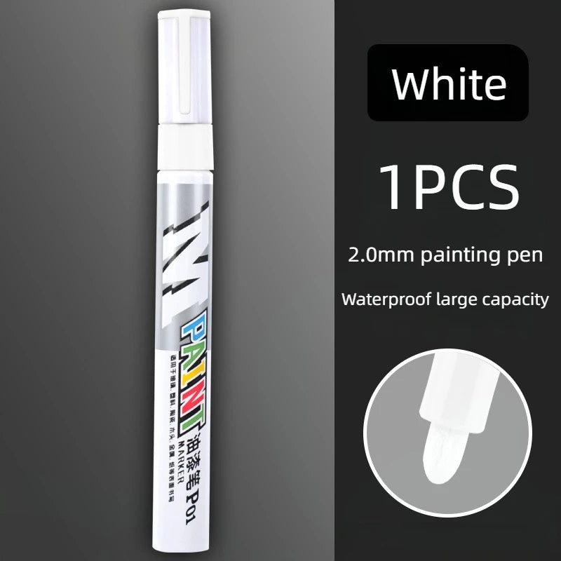Car Paint Scratches Repair Brush Pen Waterproof Water Paint Marker Pen Car Tire Tread Care Automotive Black White Red Silver…
