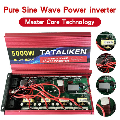 Inverter Pure Sine Wave 2500W/3500W/4500W/5000WDC 12V/24V to AC 220V 230V Voltage Transfer Converter Charging Adapter EU Soc…