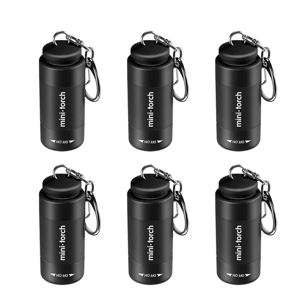 USB Rechargeable LED Multifunctional Strong Light Pocket Keychain Flashlight Waterproof Outdoor Hiking Camping Mini Flashlig…