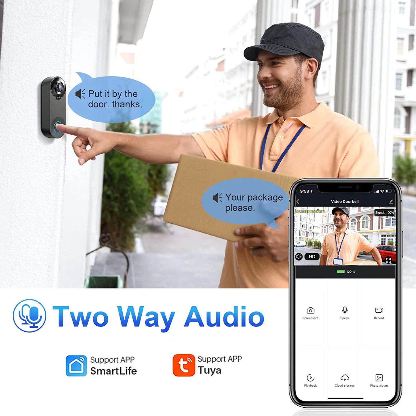 1080P Wireless Video Doorbell Camera WiFi Smart Door Bell Tuya Smart Home Security Motion Detect Night Vision Intercom Doorb…