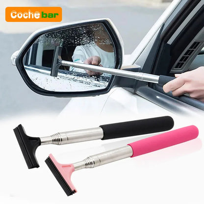 Car Rearview Mirror Wiper Cleaning Tool Auto Glass Mist Cleaner Scraper Car Accessories Handle Telescopic Window Cleaning Br…