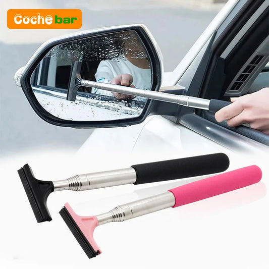 Car Rearview Mirror Wiper Cleaning Tool Auto Glass Mist Cleaner Scraper Car Accessories Handle Telescopic Window Cleaning Br…