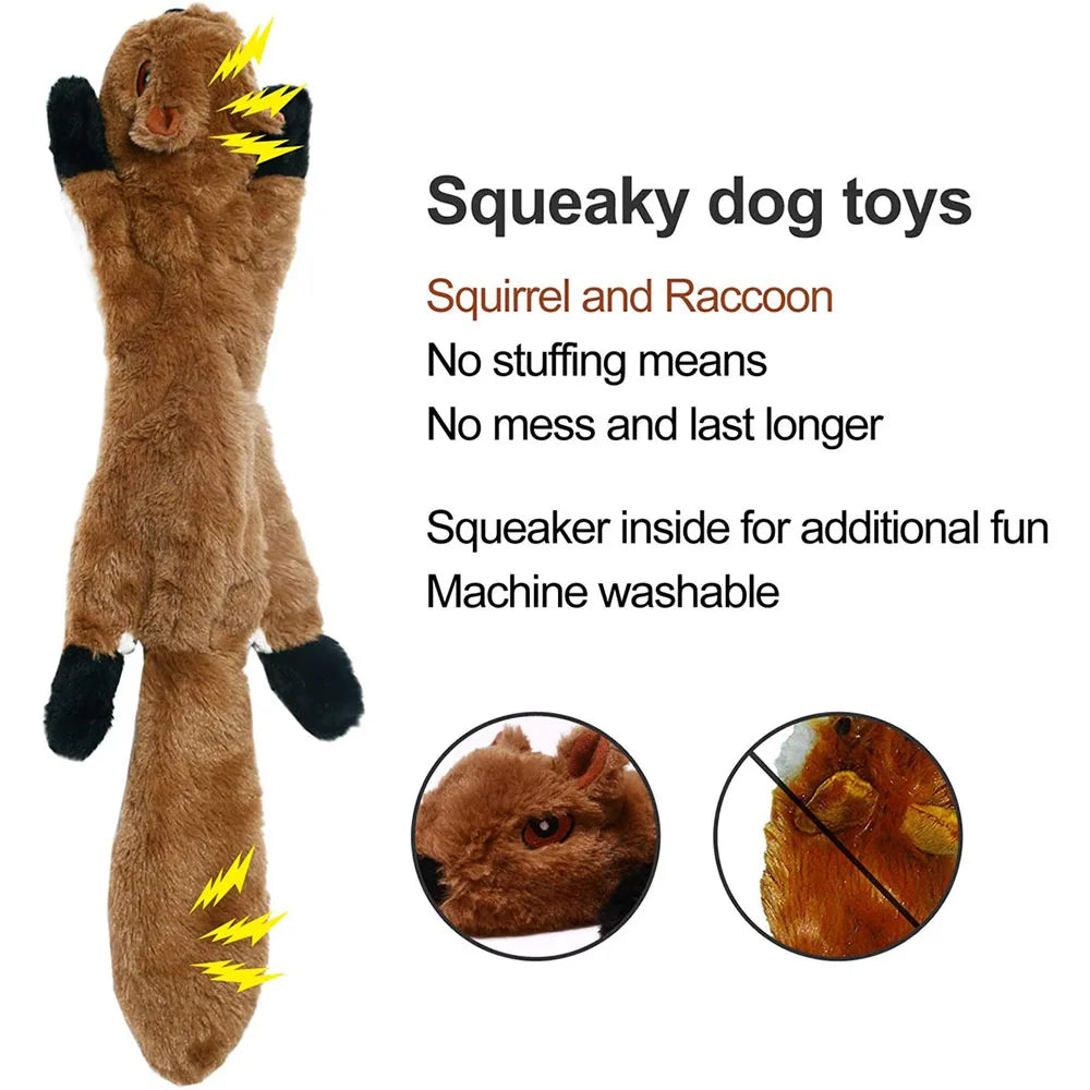 Funny Simulated Animal No Stuffing Dog Toy with Squeakers Durable Stuffingless Plush Squeaky Dog Chew Toy Crinkle Pet Squeak…