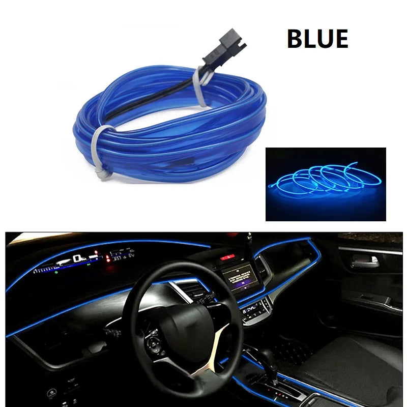 Car Interior Decorative Lamps Strips Atmosphere Lamp Cold Light Decorative Dashboard Console Auto LED Ambient Lights 1/2/3/4…