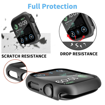 Tempered Glass+Cover For Apple Watch 11 10 9 8 7 46mm 42mm PC Bumper Screen Protector Case iWatch Series 7 6 5 4 SE3 44 40 4…