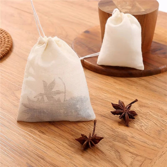 1/3pcs Reusable Cotton Food Filter Bag Drawstring Type Medicine Herbal Spice Strainer Soup Mesh Filter Kitchen Food Filter B…