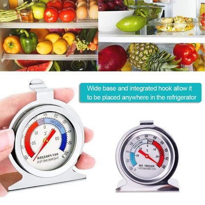 2/4Pcs Refrigerator Thermometer -30~30°C/-20~80°F, Classic Fridge Analog Thermometer Large Dial with Red Indicator Thermomet…